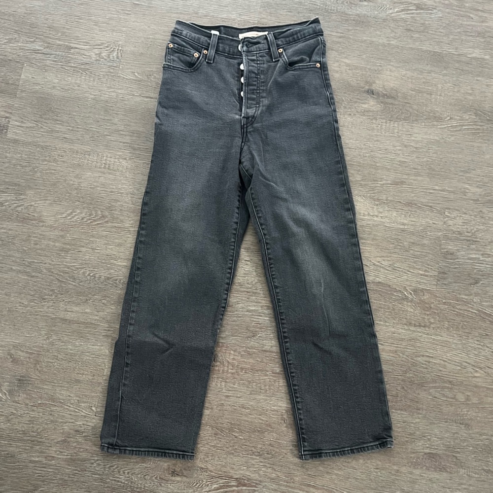 Levi's Black and Gray Straight Leg Jeans